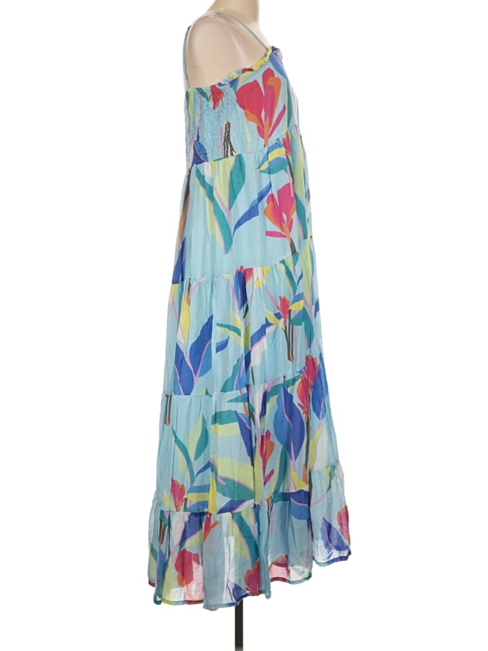 OLIPHANT Trovata Smocked Back Cotton Silk Maxi Dress Size Large - Picture 3 of 8